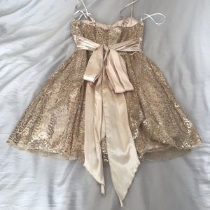 Deb Gold Sequin Dress with Bow